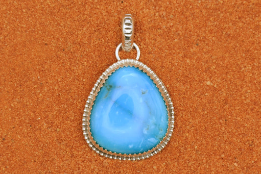 Pendentif turquoise-kingman-bijoux amerindiens-style navajo-cadeau-homme et femme-unique-argent sterling
