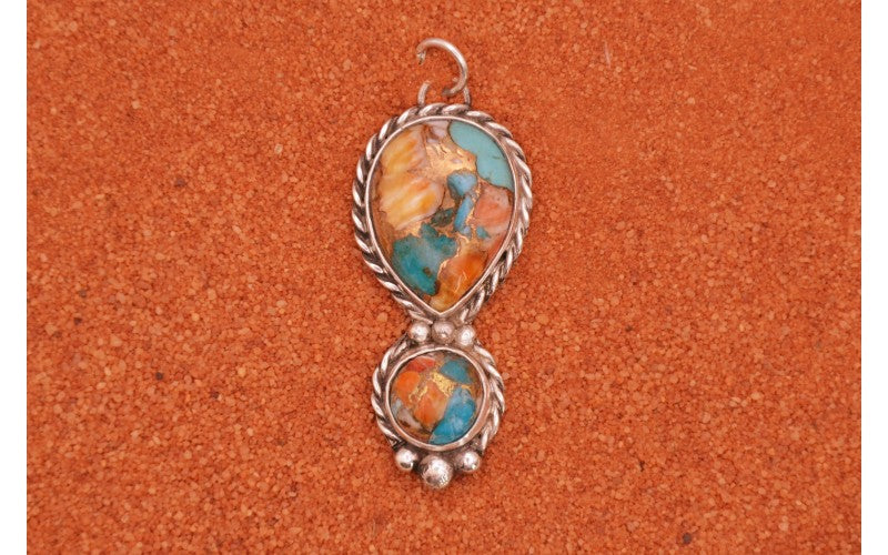 Pendentif mixte-turquoise oyster copper-argent 925/1000-bijoux amerindiens-style navajo-idee cadeau