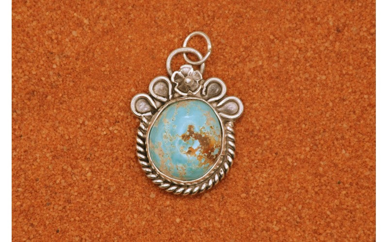 Pendentif turquoise-sierra bella-style navajo-argent 925/1000-bijoux amerindiens-cadeau-artisanat