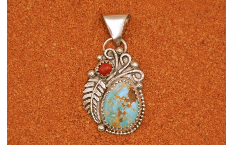 pendentif turquoise-amerindien-argent 925/1000-idée cadeau-style navajo-artisanat-boheme