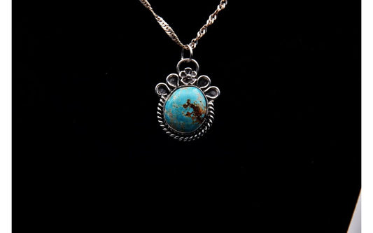 Pendentif turquoise-sierra bella-style navajo-argent 925/1000-bijoux amerindiens-cadeau-artisanat