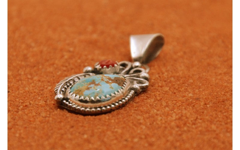 pendentif turquoise-amerindien-argent 925/1000-idée cadeau-style navajo-artisanat-boheme