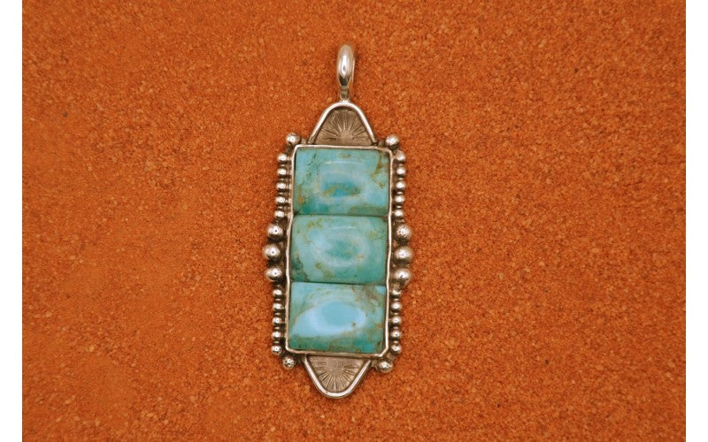 pendentif turquoise-style navajo-argent 925/1000-mojave-cadeau-bijoux amerindiens-artisanal