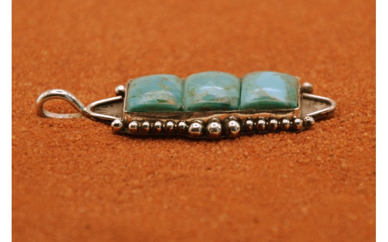 pendentif turquoise-style navajo-argent 925/1000-mojave-cadeau-bijoux amerindiens-artisanal