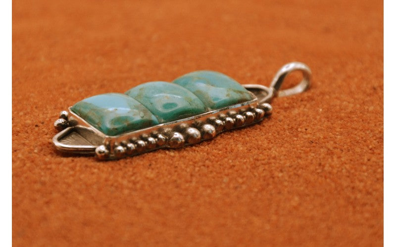 pendentif turquoise-style navajo-argent 925/1000-mojave-cadeau-bijoux amerindiens-artisanal