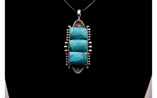 pendentif turquoise-style navajo-argent 925/1000-mojave-cadeau-bijoux amerindiens-artisanal